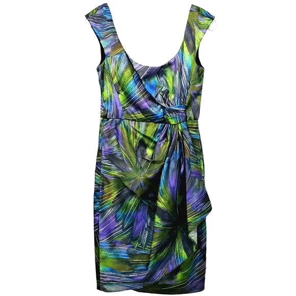 Maggy L Faux Purple/Green Wrap Dress - Picture 5 of 15